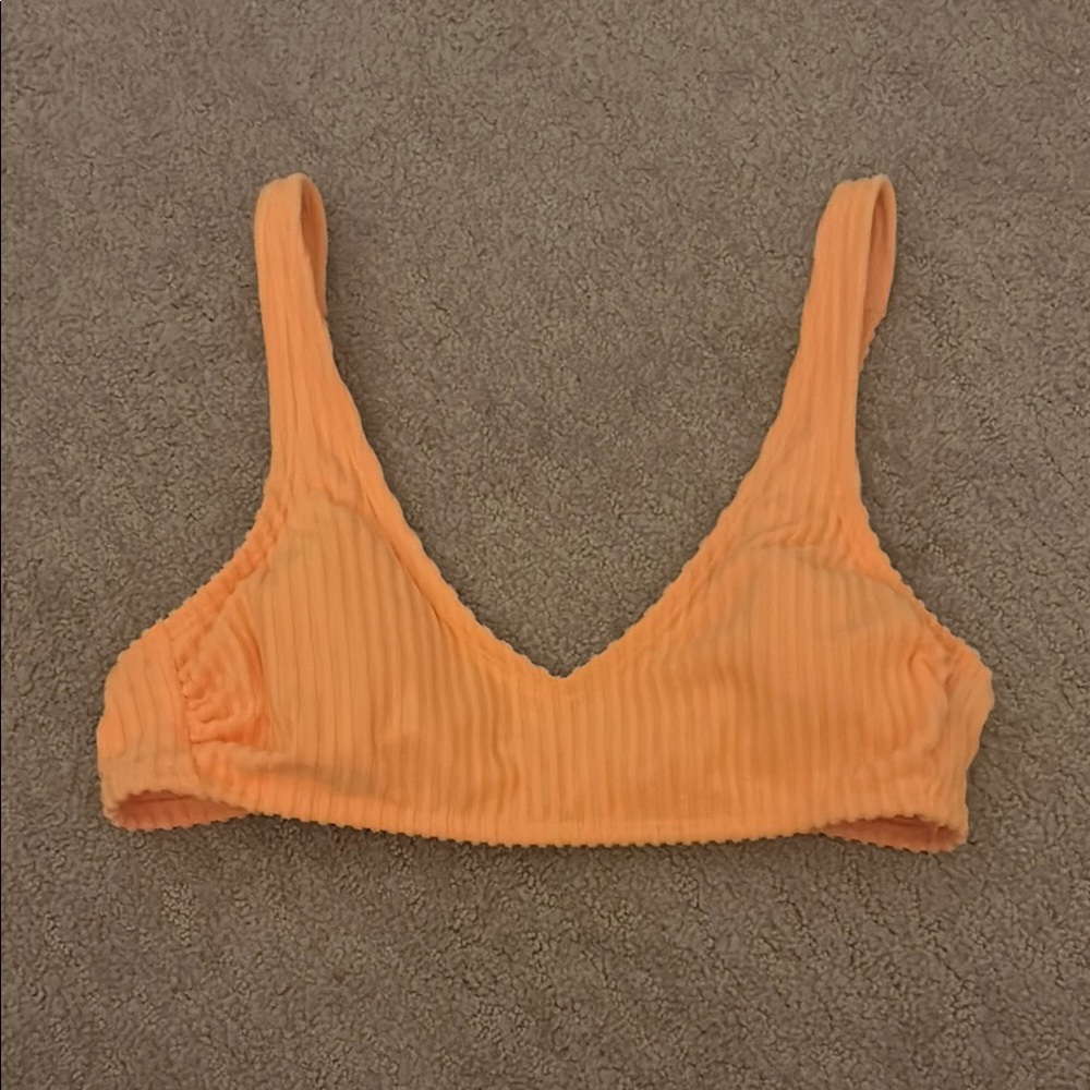 Orange Ribbed Bikini Top